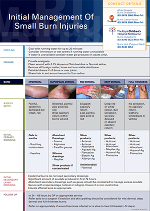 Initial Management of Small Burn Injuries Guideline Poster